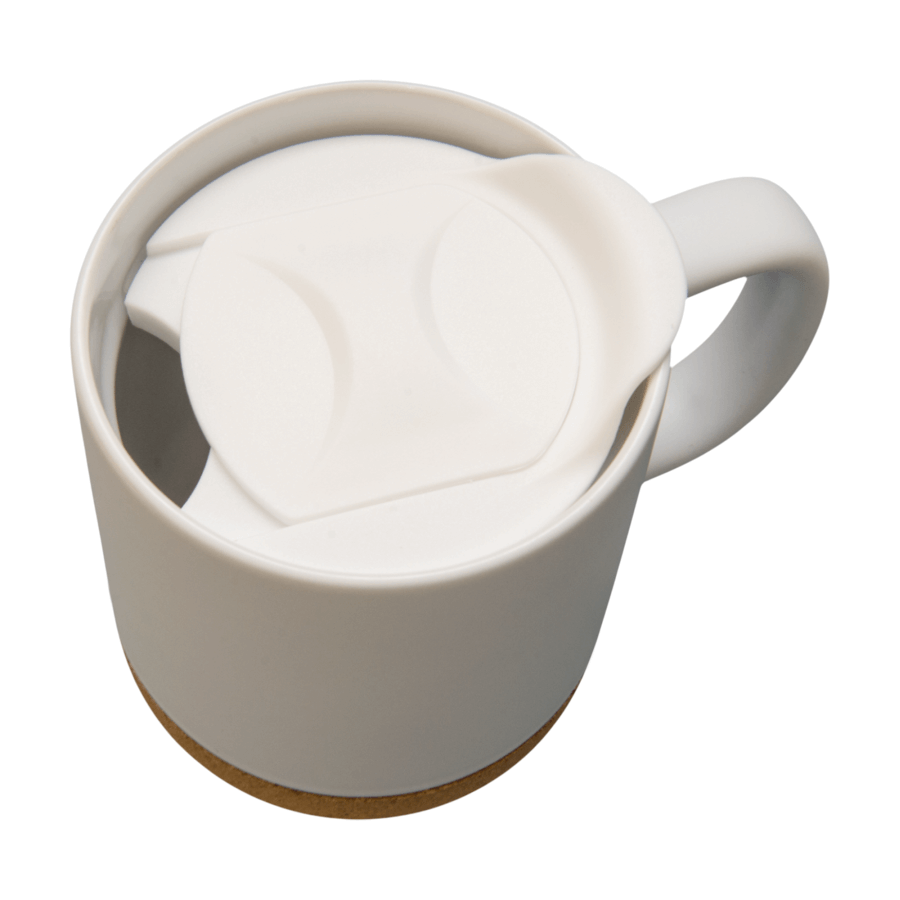 White mug with lid and cork bottom for sublimation